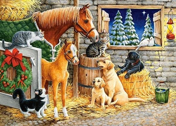CASTORLAND Puzzle Freunde treffen im Stall 120 Teile