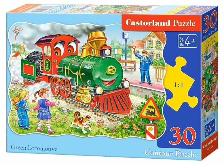 CASTORLAND Puzzle Grüne Lokomotive 30 Teile