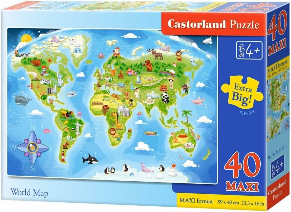 CASTORLAND Puzzle Weltkarte MAXI 40 Teile