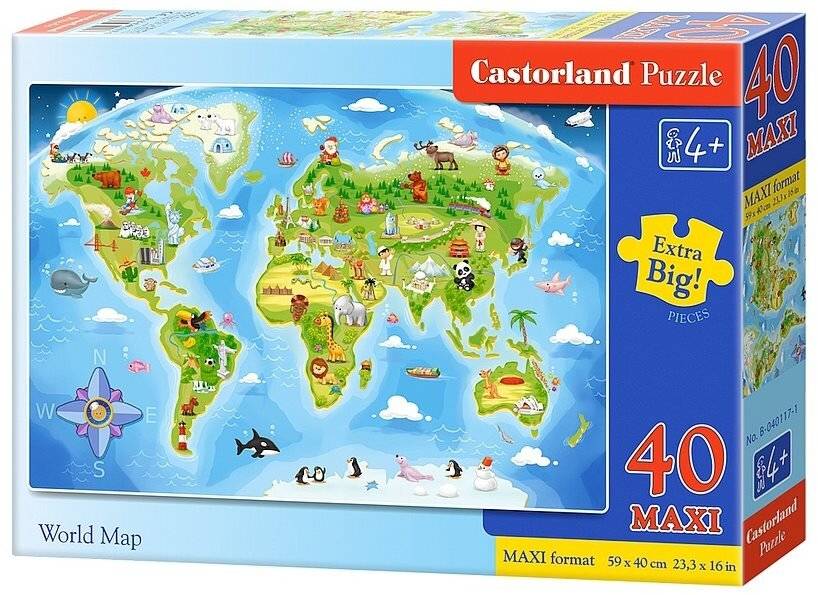 CASTORLAND Puzzle Weltkarte MAXI 40 Teile