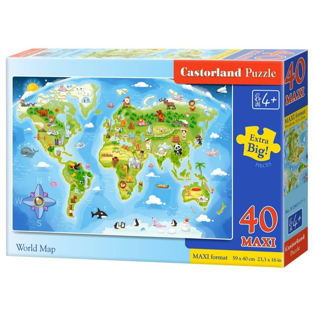 CASTORLAND Puzzle Weltkarte MAXI 40 Teile