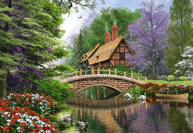 CASTORLAND Puzzle Haus am Fluss 1000 Teile