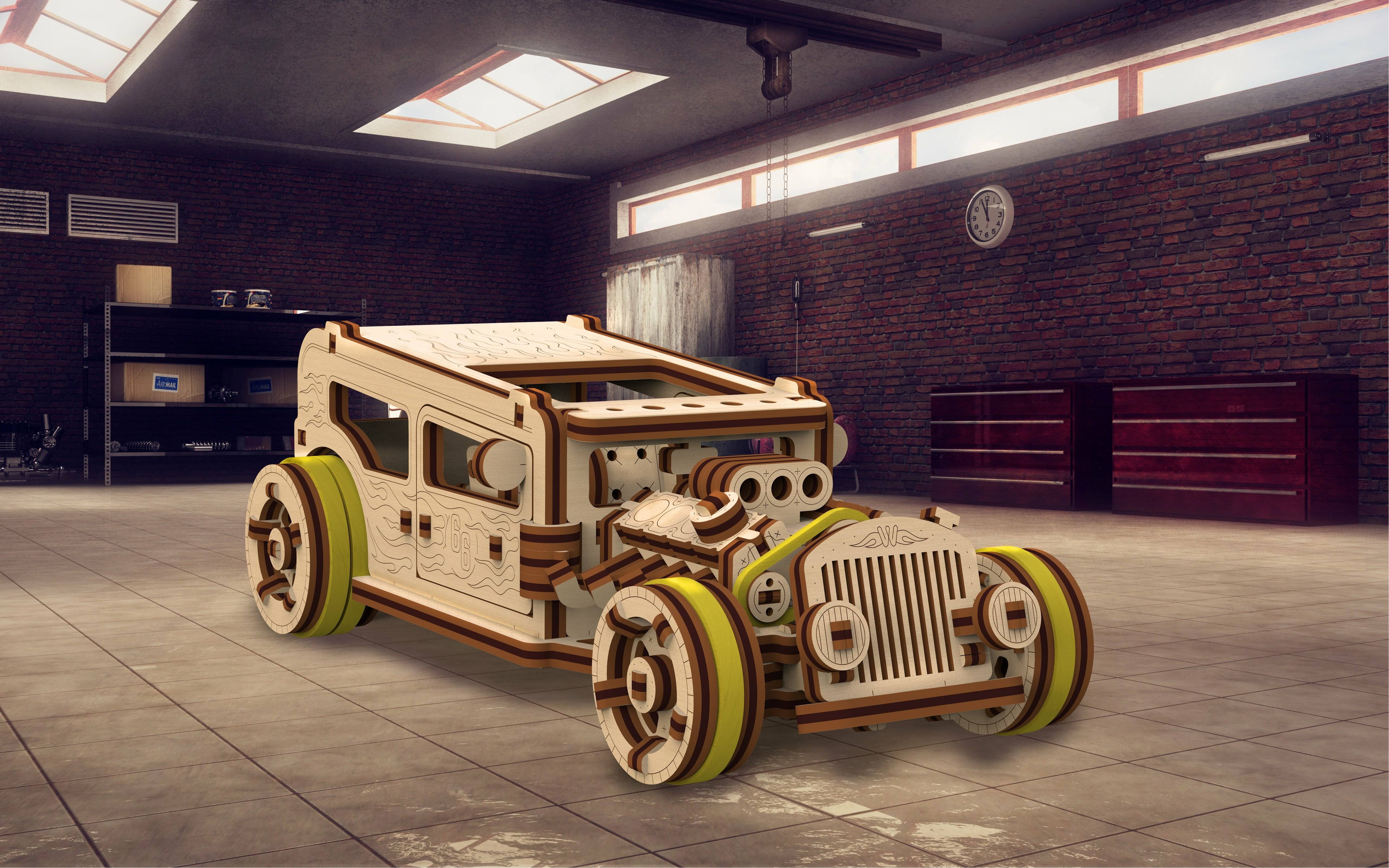 WOODEN CITY 3D-Puzzle Auto Hot Rod 141 Teile