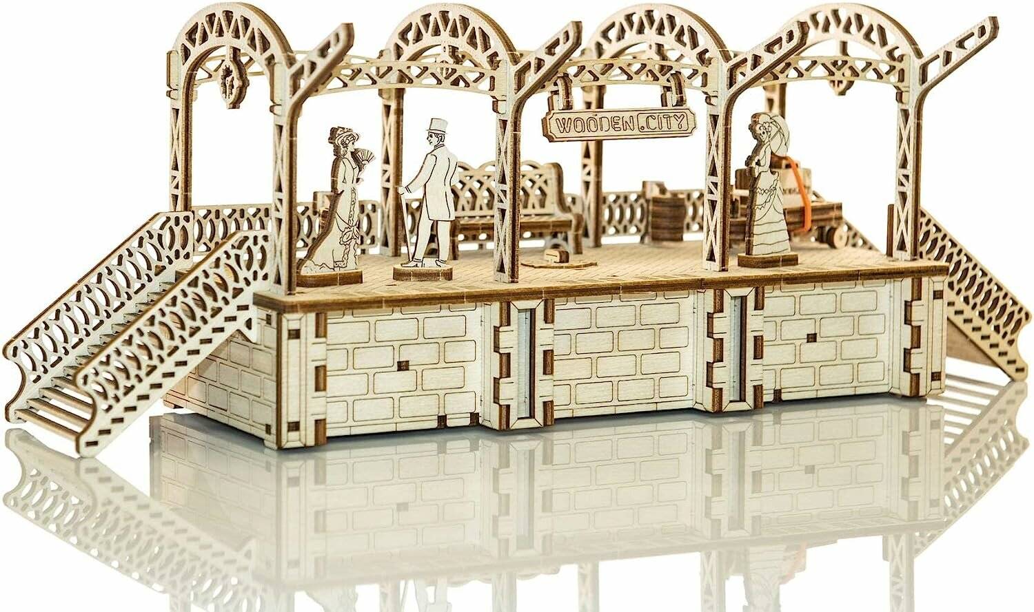 WOODEN CITY 3D-Puzzle Bahnhof 175 Teile