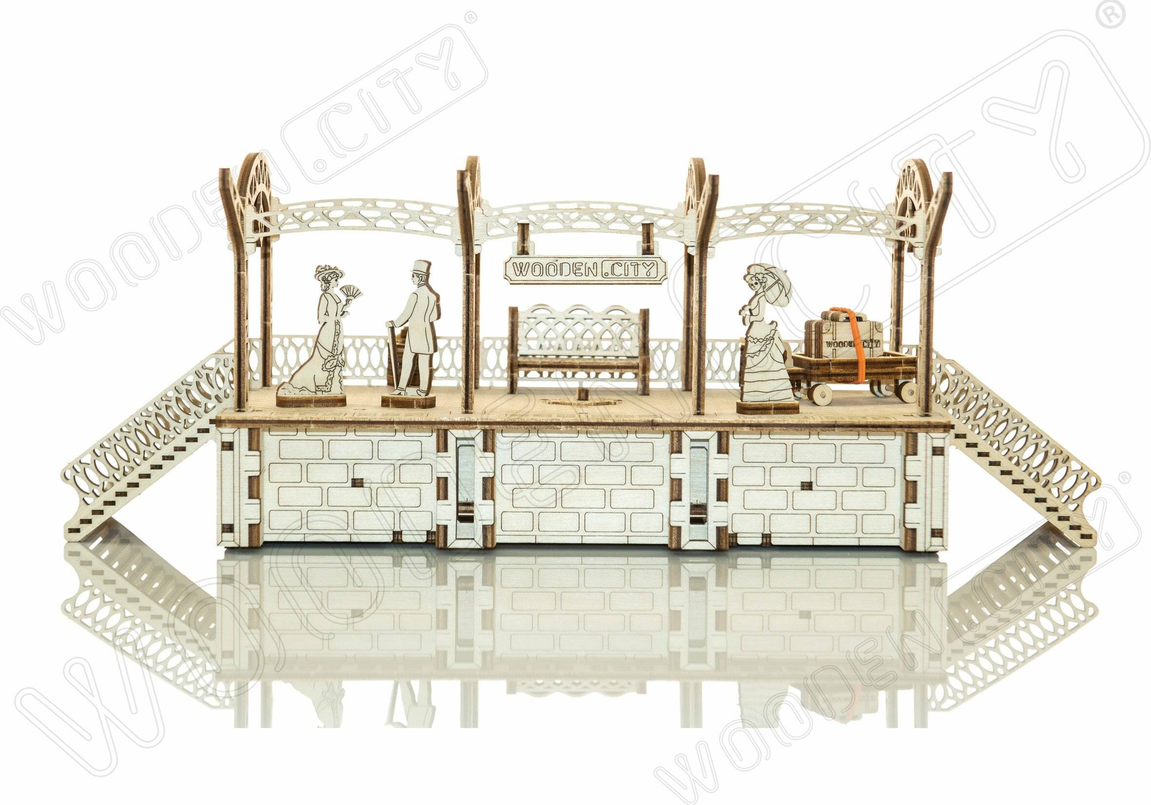 WOODEN CITY 3D-Puzzle Bahnhof 175 Teile