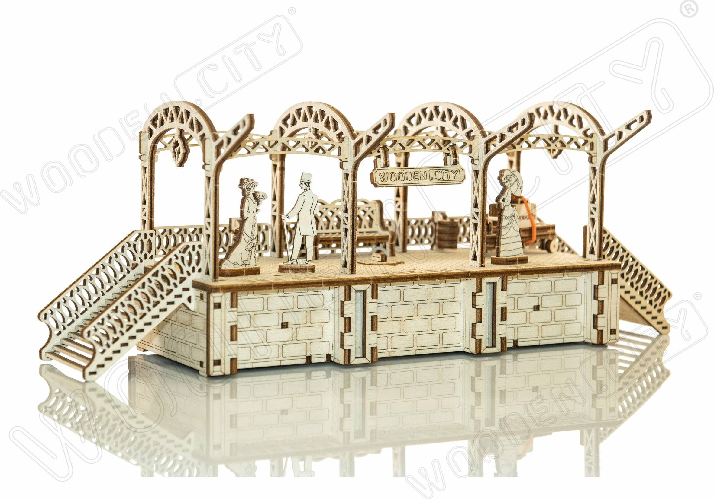 WOODEN CITY 3D-Puzzle Bahnhof 175 Teile