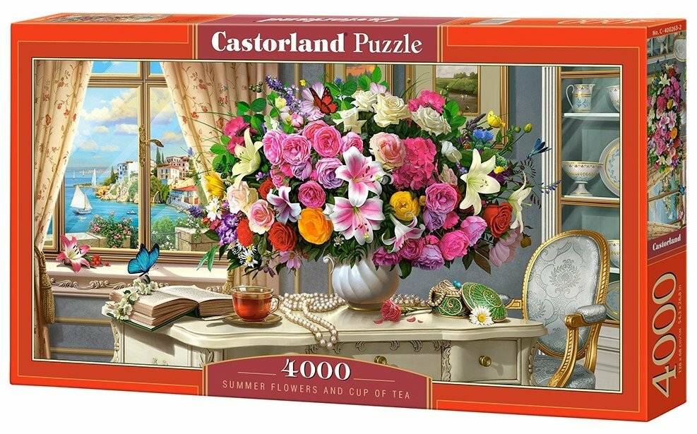 CASTORLAND Puzzle Sommerliches Bouquet mit einer Tasse Tee 4000 Teile