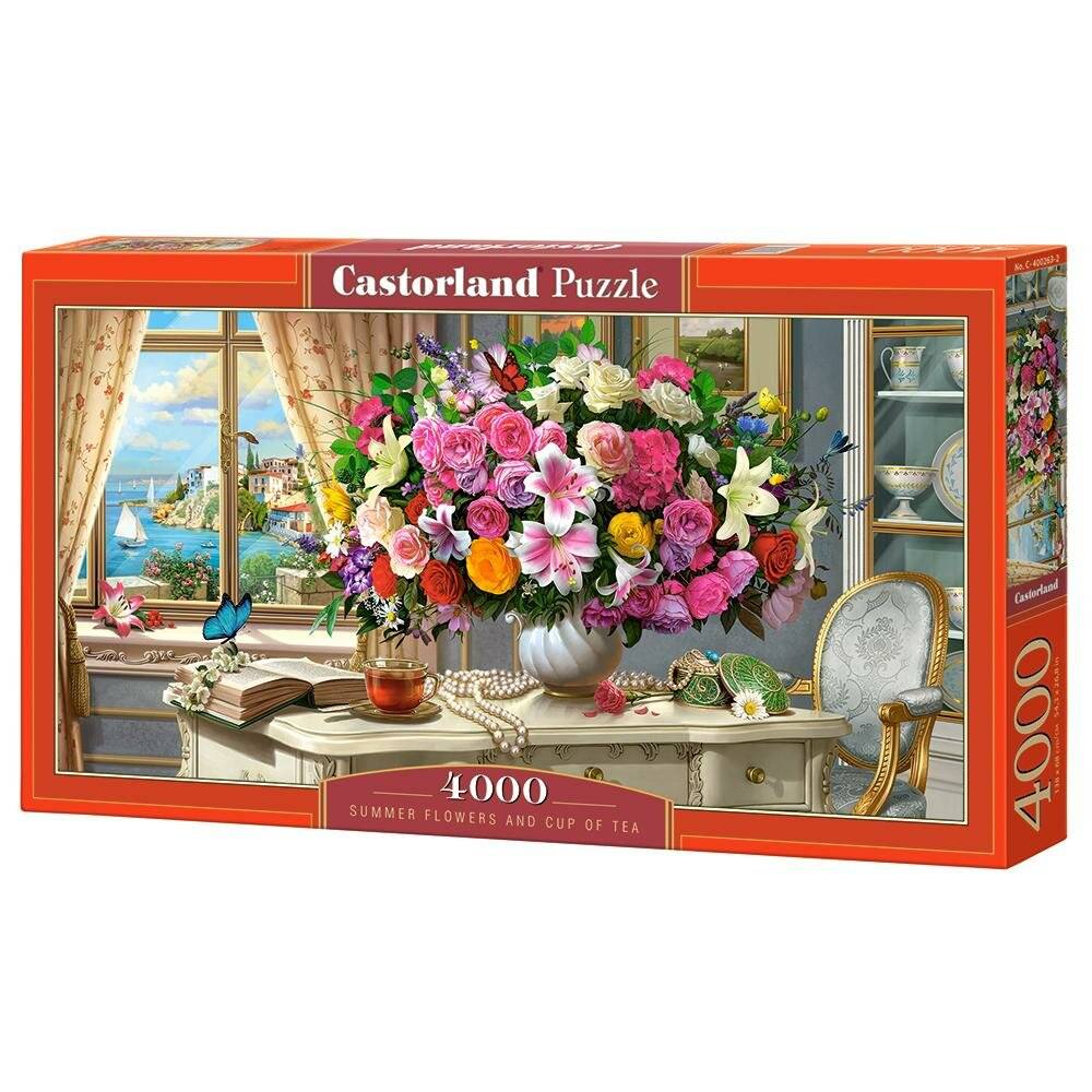 CASTORLAND Puzzle Sommerliches Bouquet mit einer Tasse Tee 4000 Teile