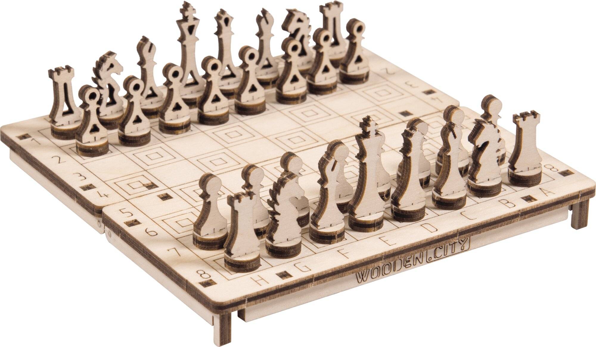 WOODEN CITY 3D Puzzlespiel Schach und Dame 2in1