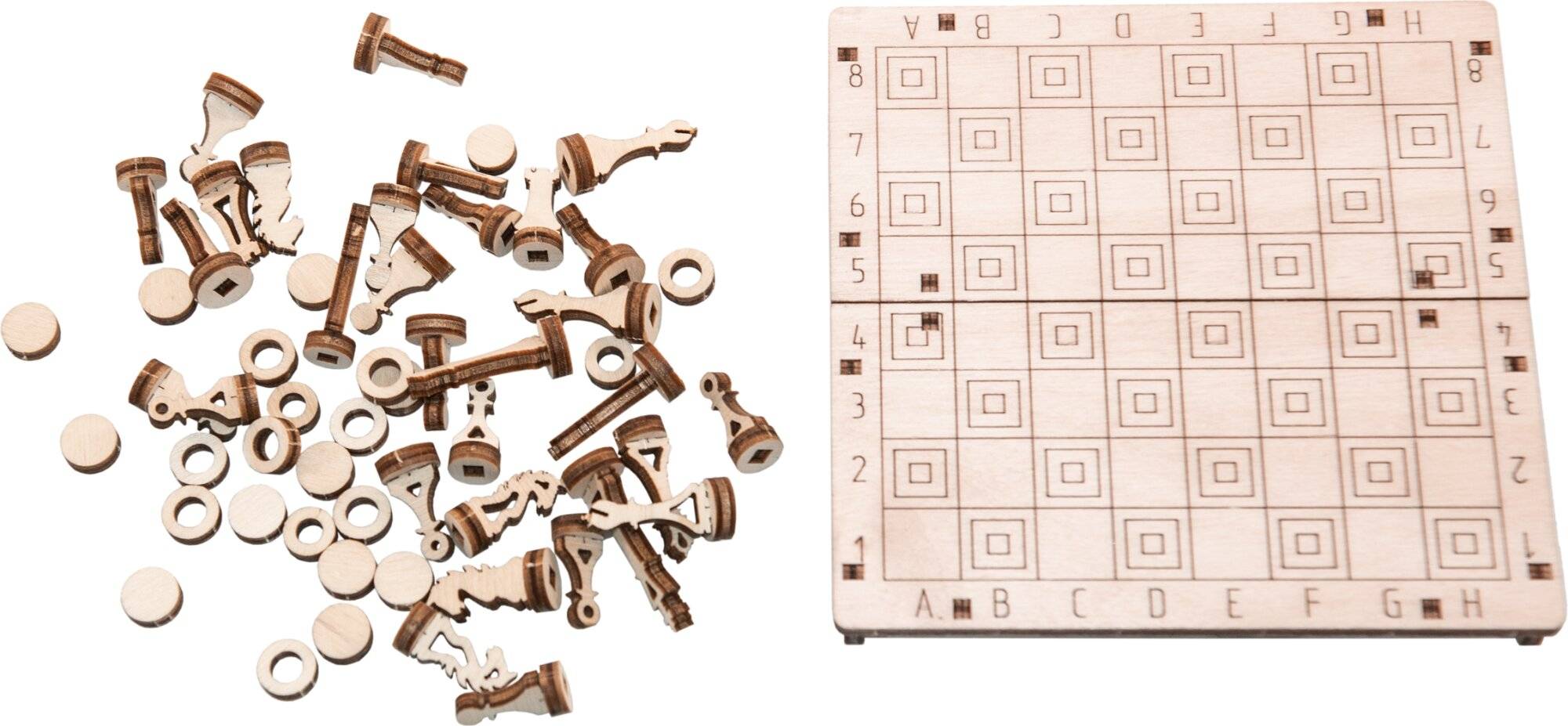 WOODEN CITY 3D Puzzlespiel Schach und Dame 2in1