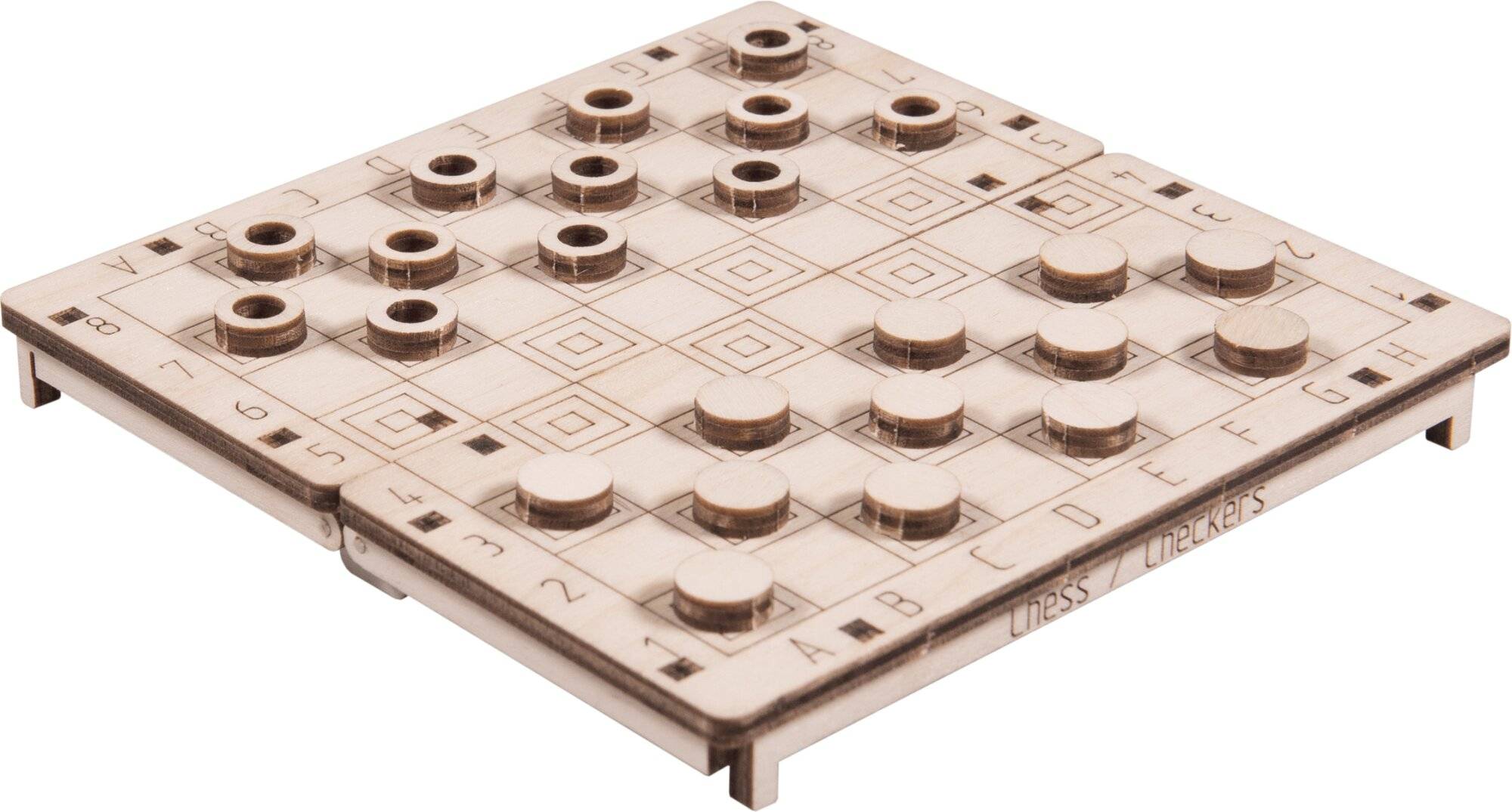 WOODEN CITY 3D Puzzlespiel Schach und Dame 2in1