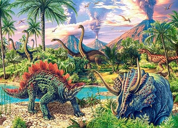 CASTORLAND Puzzle Dinosaurier unter Vulkanen 120 Teile