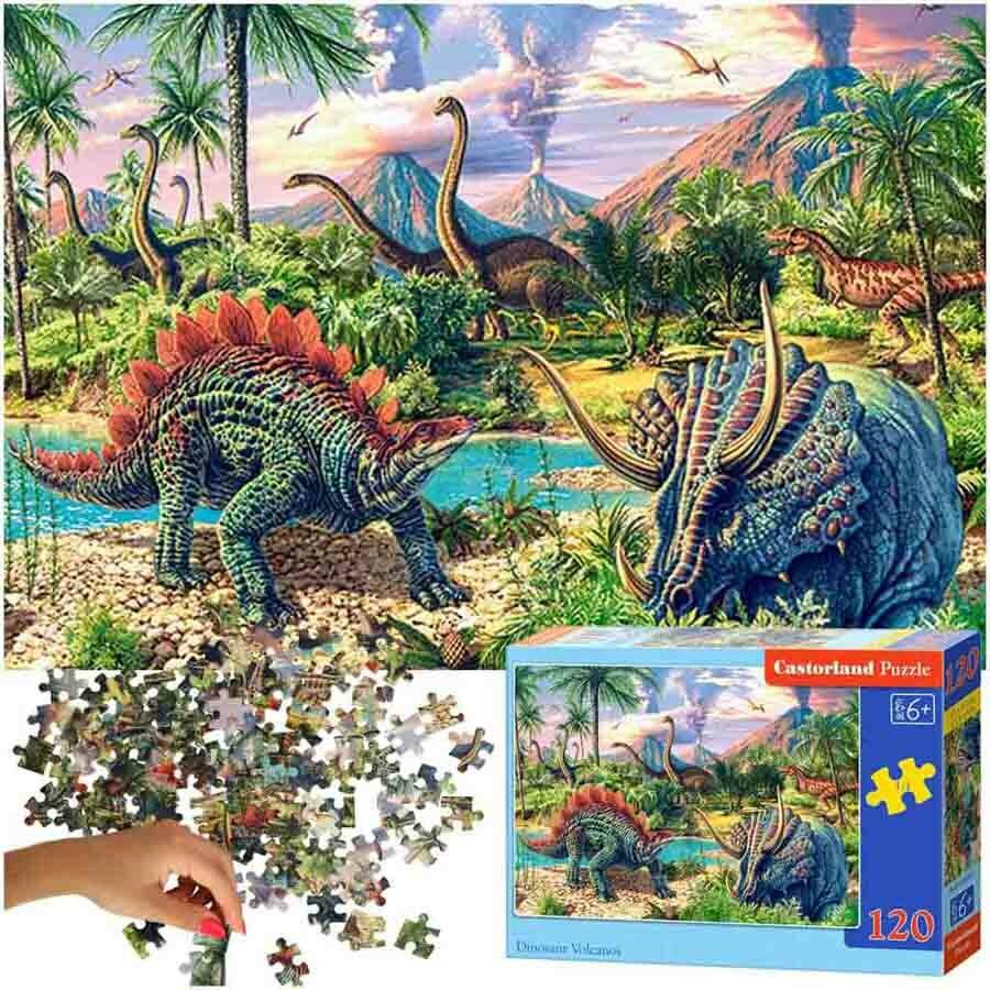 CASTORLAND Puzzle Dinosaurier unter Vulkanen 120 Teile