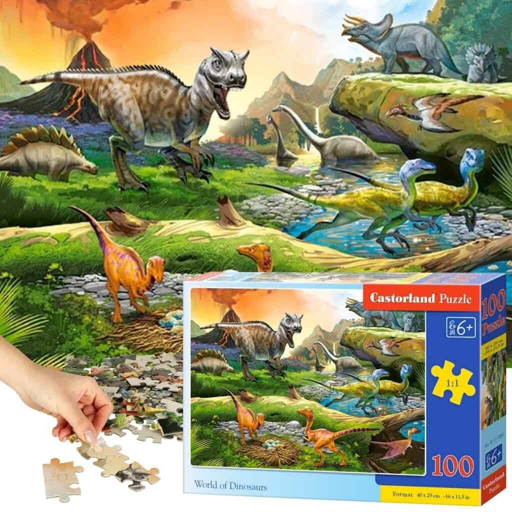 CASTORLAND Puzzle Welt der Dinosaurier 100 Teile