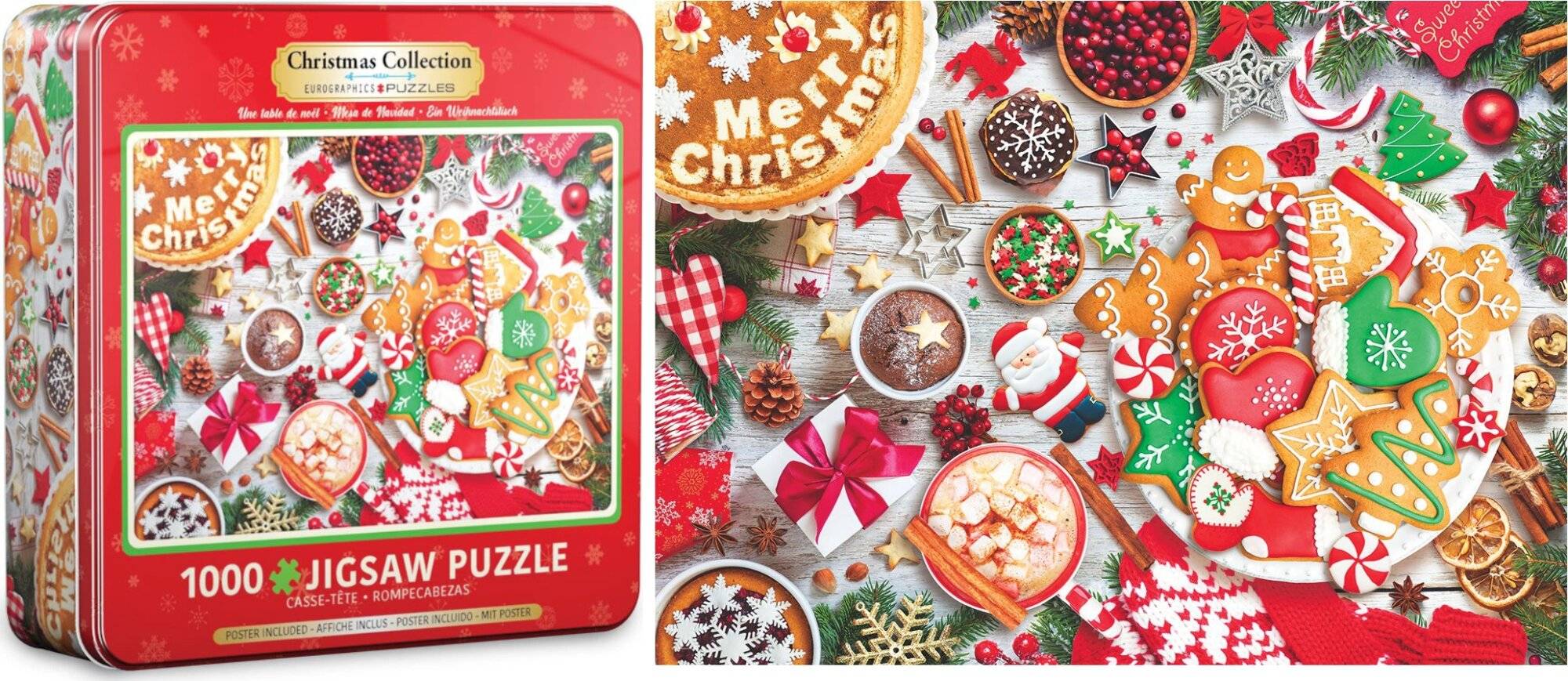 EUROGRAPHICS Puzzle in Blechdose Weihnachtstisch 1000 Teile