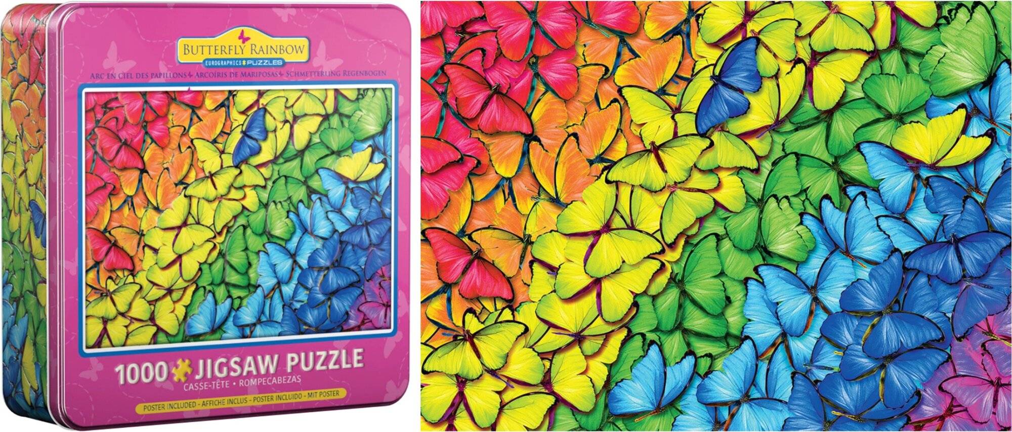 EUROGRAPHICS Puzzle in Blechdose Schmetterling Regenbogen 1000 Teile