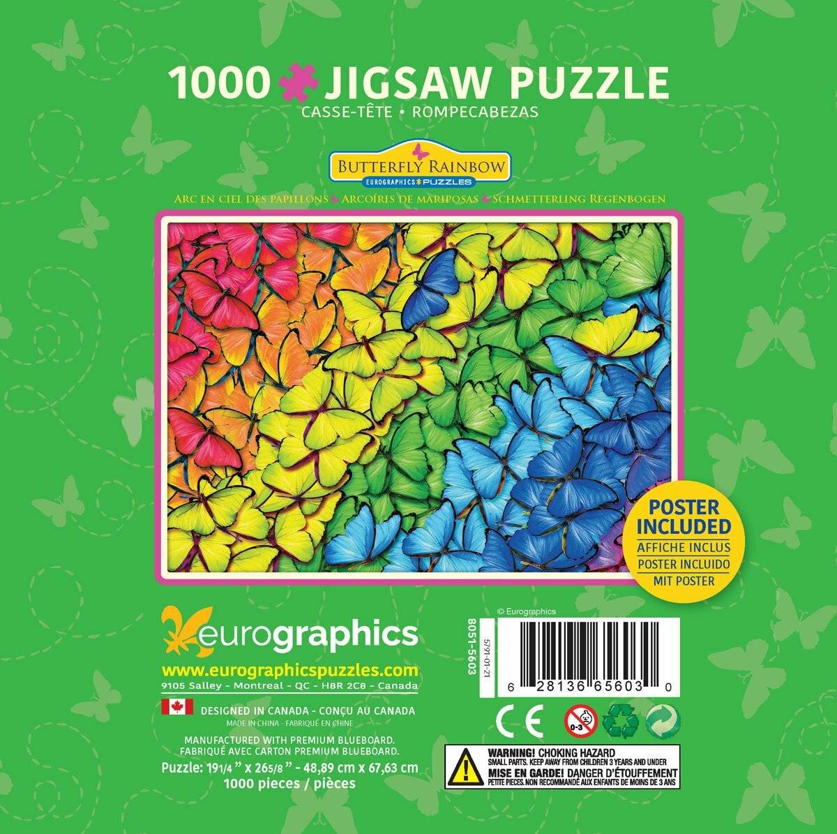 EUROGRAPHICS Puzzle in Blechdose Schmetterling Regenbogen 1000 Teile