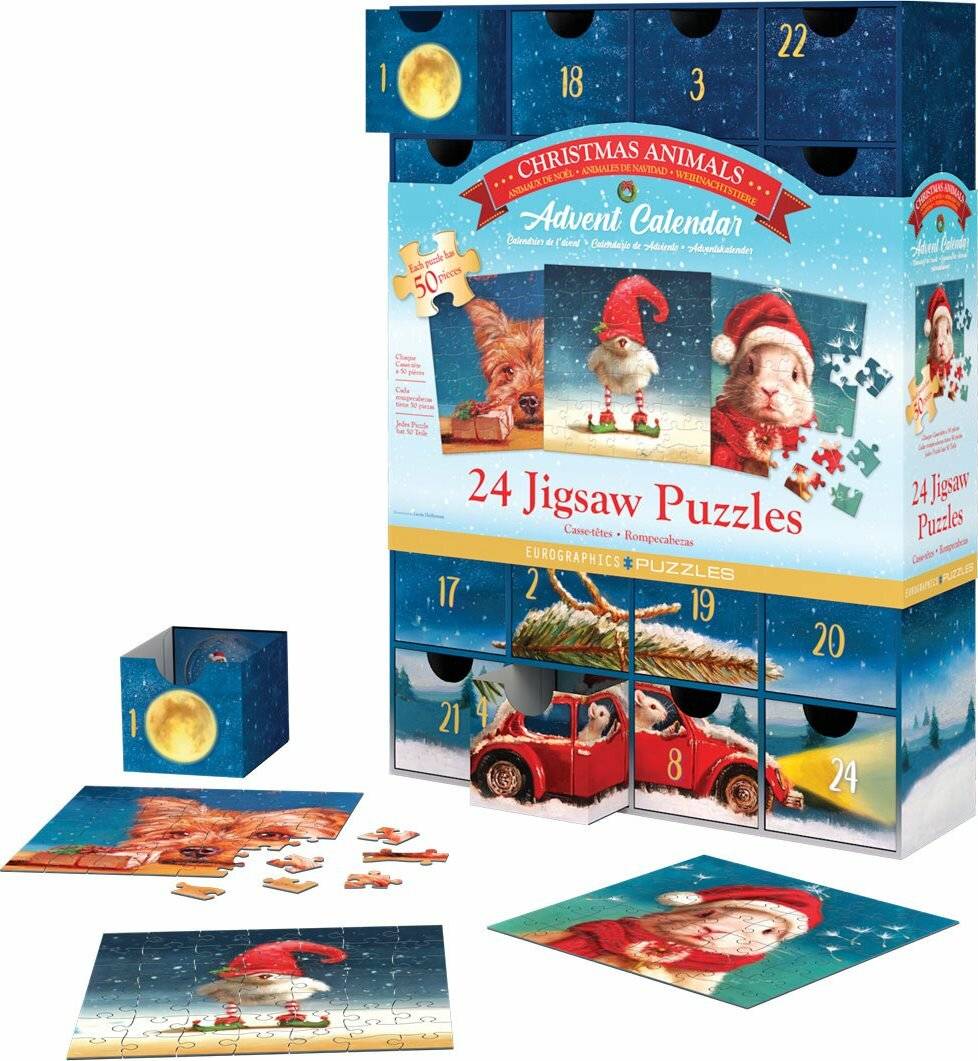EUROGRAPHICS Puzzle Adventskalender: Weihnachtstiere 24x50 Teile