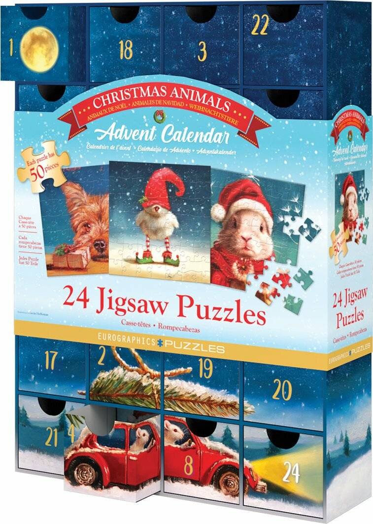 EUROGRAPHICS Puzzle Adventskalender: Weihnachtstiere 24x50 Teile