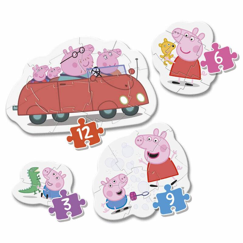 CLEMENTONI Mein erstes Peppa Pig Puzzle 4in1 (3,6,9,12 Teile)