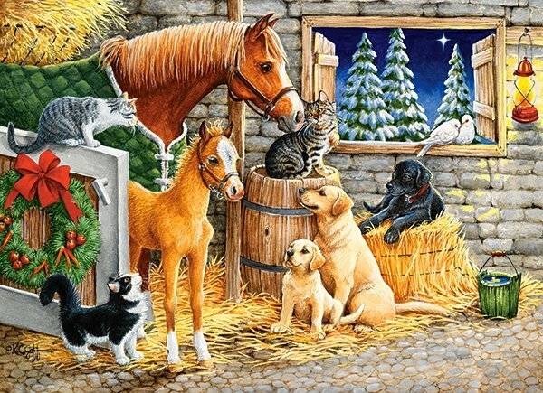 CASTORLAND Puzzle Freunde treffen im Stall 300 Teile