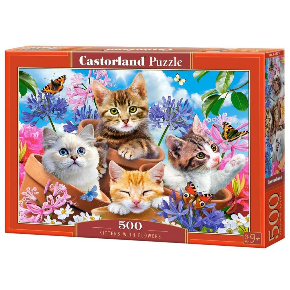 CASTORLAND Puzzle Kätzchen mit Blumen 500 Teile