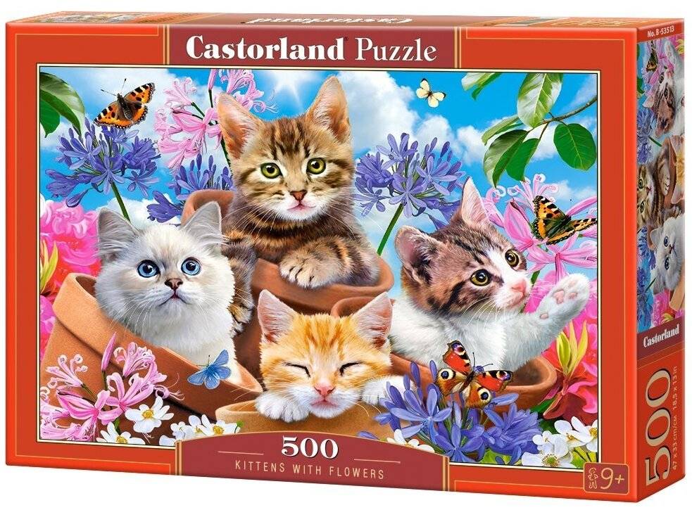 CASTORLAND Puzzle Kätzchen mit Blumen 500 Teile