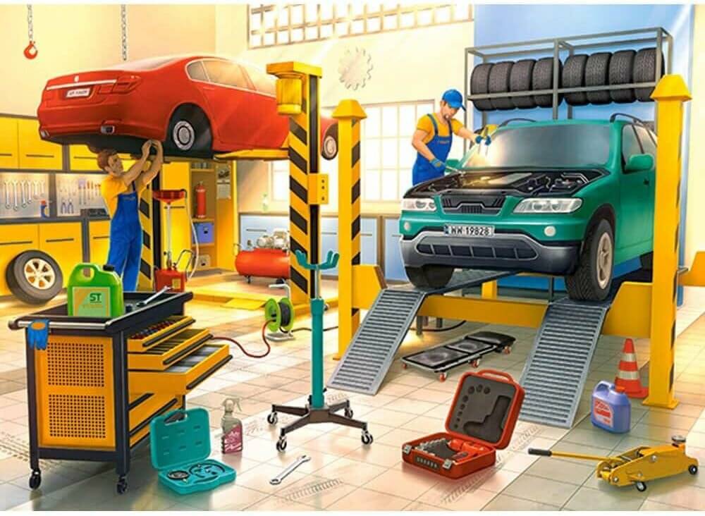 CASTORLAND Puzzle Autowerkstatt 120 Teile