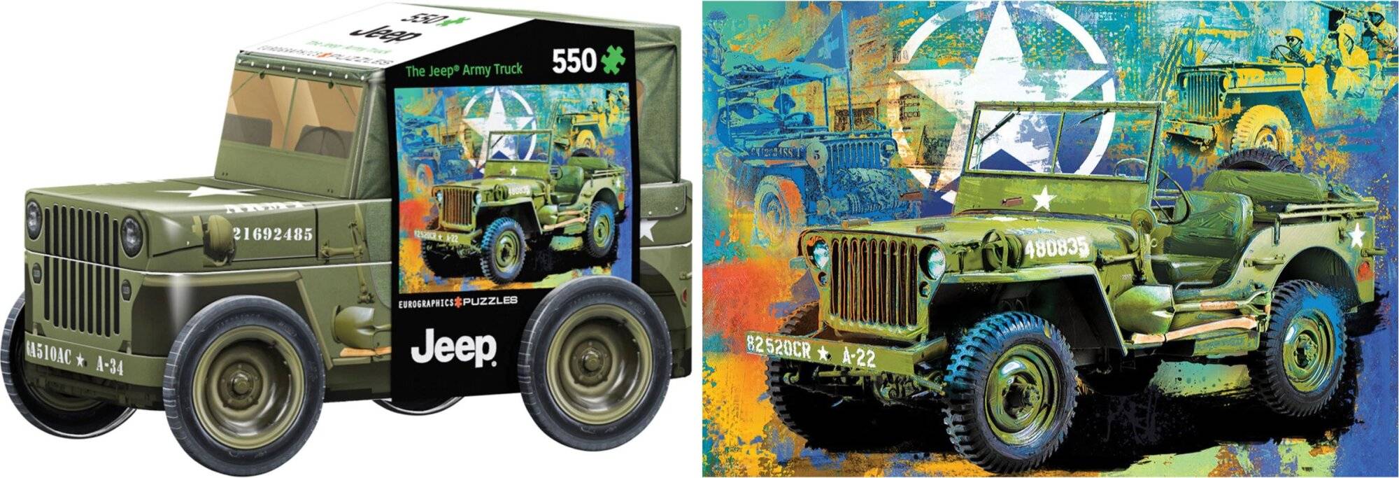 EUROGRAPHICS Puzzle in Metallbox Militärjeep 550 Teile