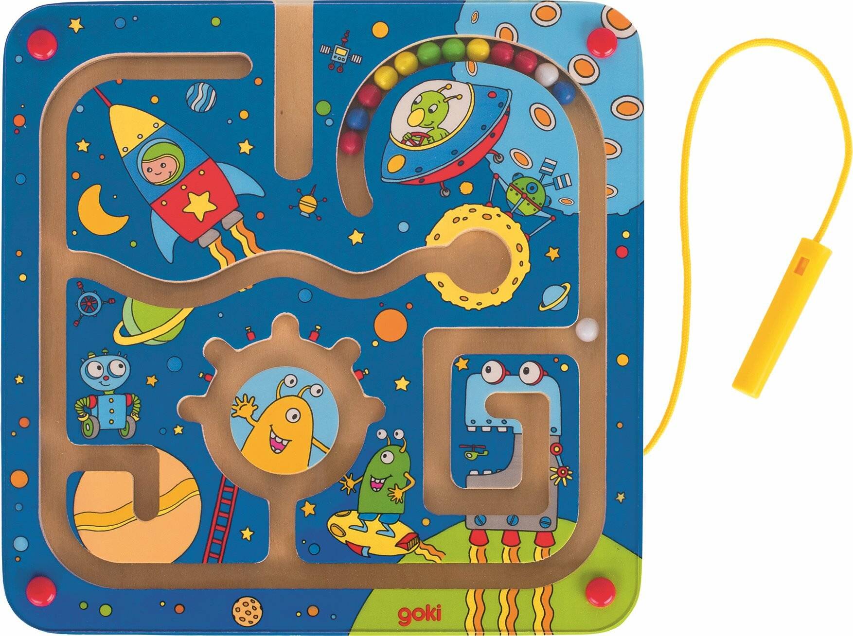 GOKI Magnetisches Labyrinth aus Holz Universum