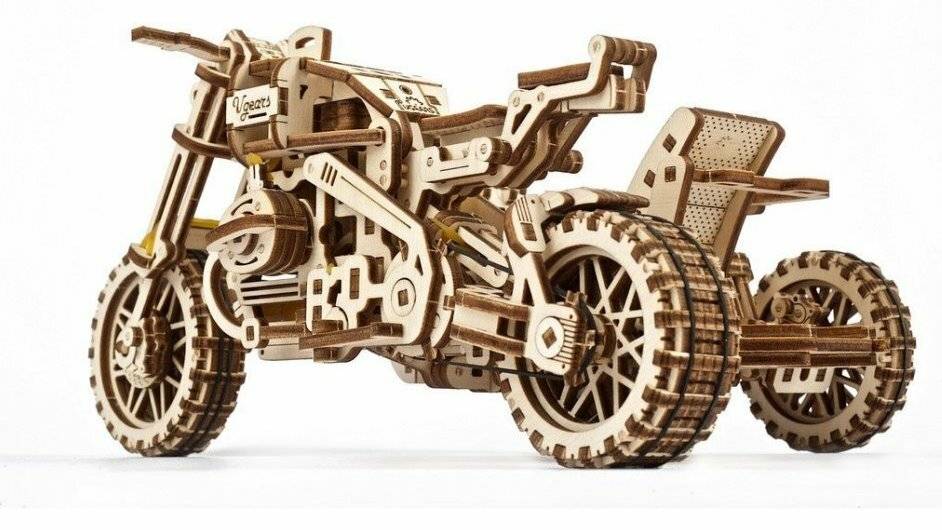 UGEARS 3D-Puzzle Motorrad mit Beiwagen 380 Teile