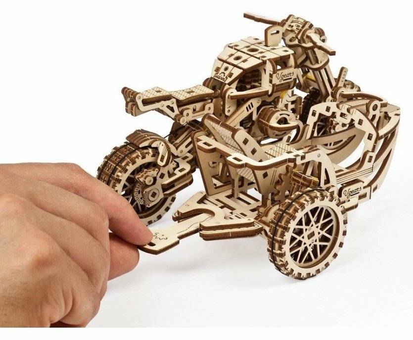 UGEARS 3D-Puzzle Motorrad mit Beiwagen 380 Teile