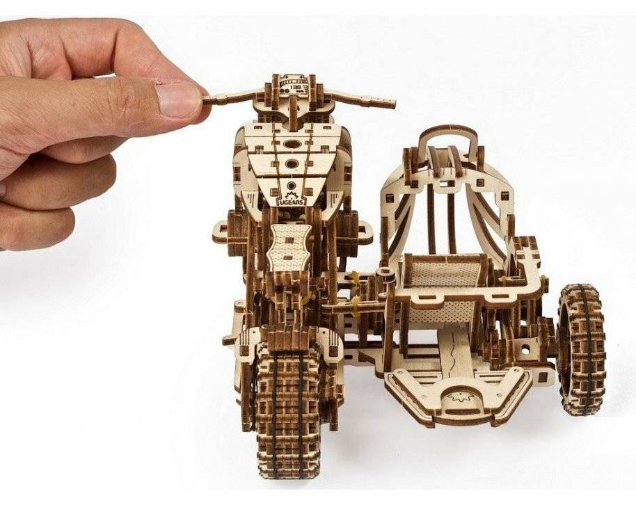 UGEARS 3D-Puzzle Motorrad mit Beiwagen 380 Teile