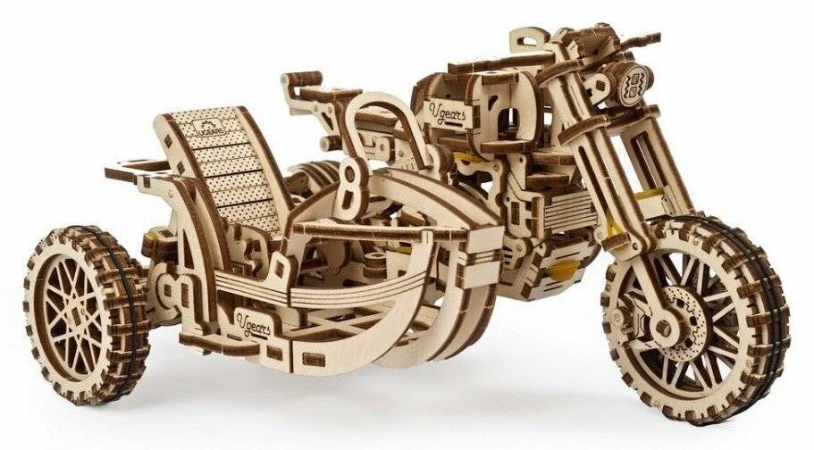 UGEARS 3D-Puzzle Motorrad mit Beiwagen 380 Teile