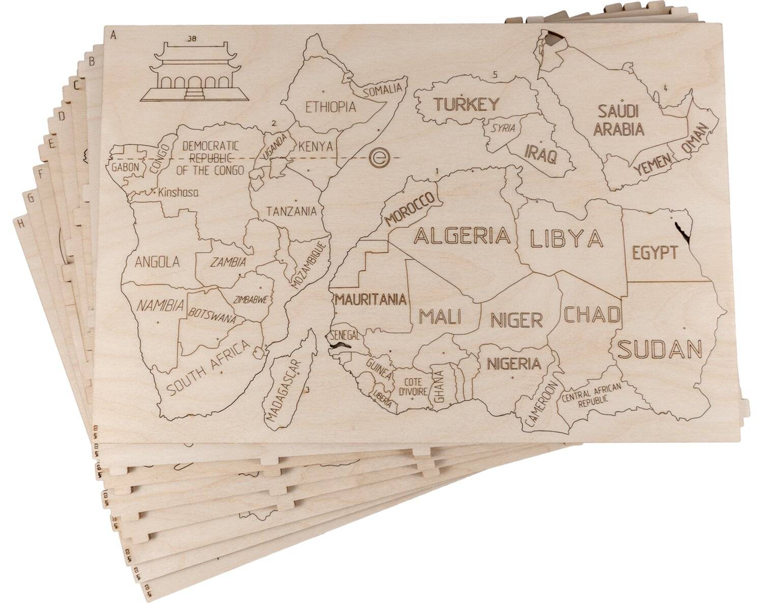 WOODEN CITY Weltkarte aus Holz, Größe XL (120x80cm)