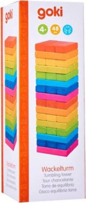 GOKI Balancierspiel Holzturm Jenga Regenbogen