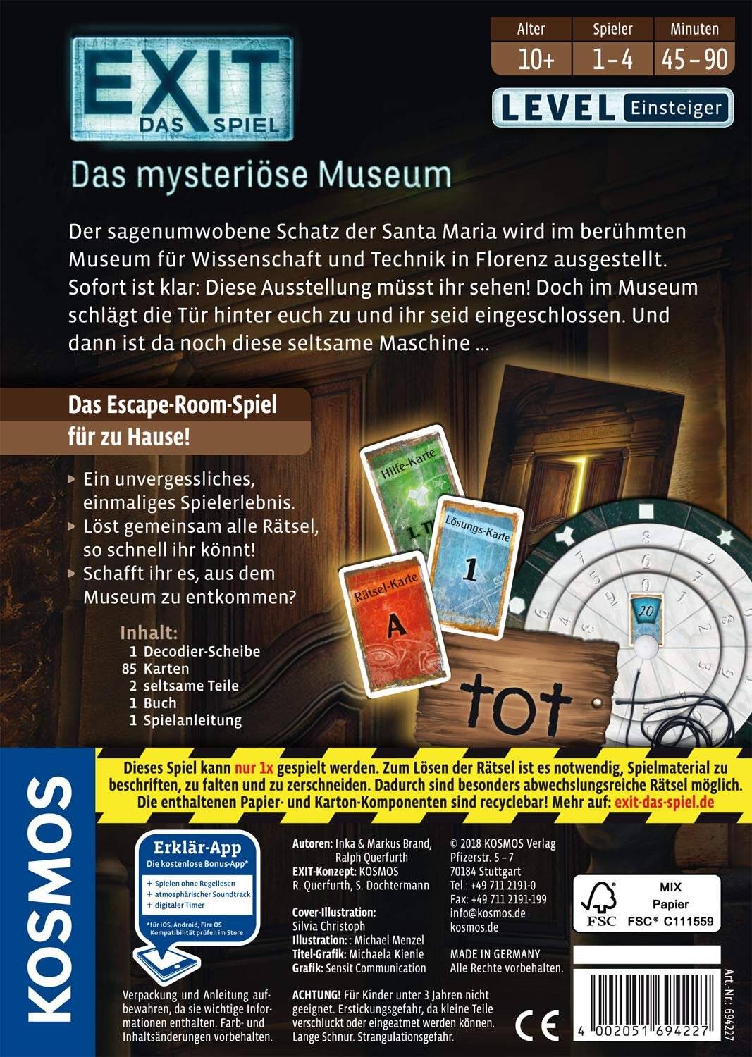KOSMOS EXIT - Das Spiel - Das mysteriÃ ¶ se Museum, Partyspiel