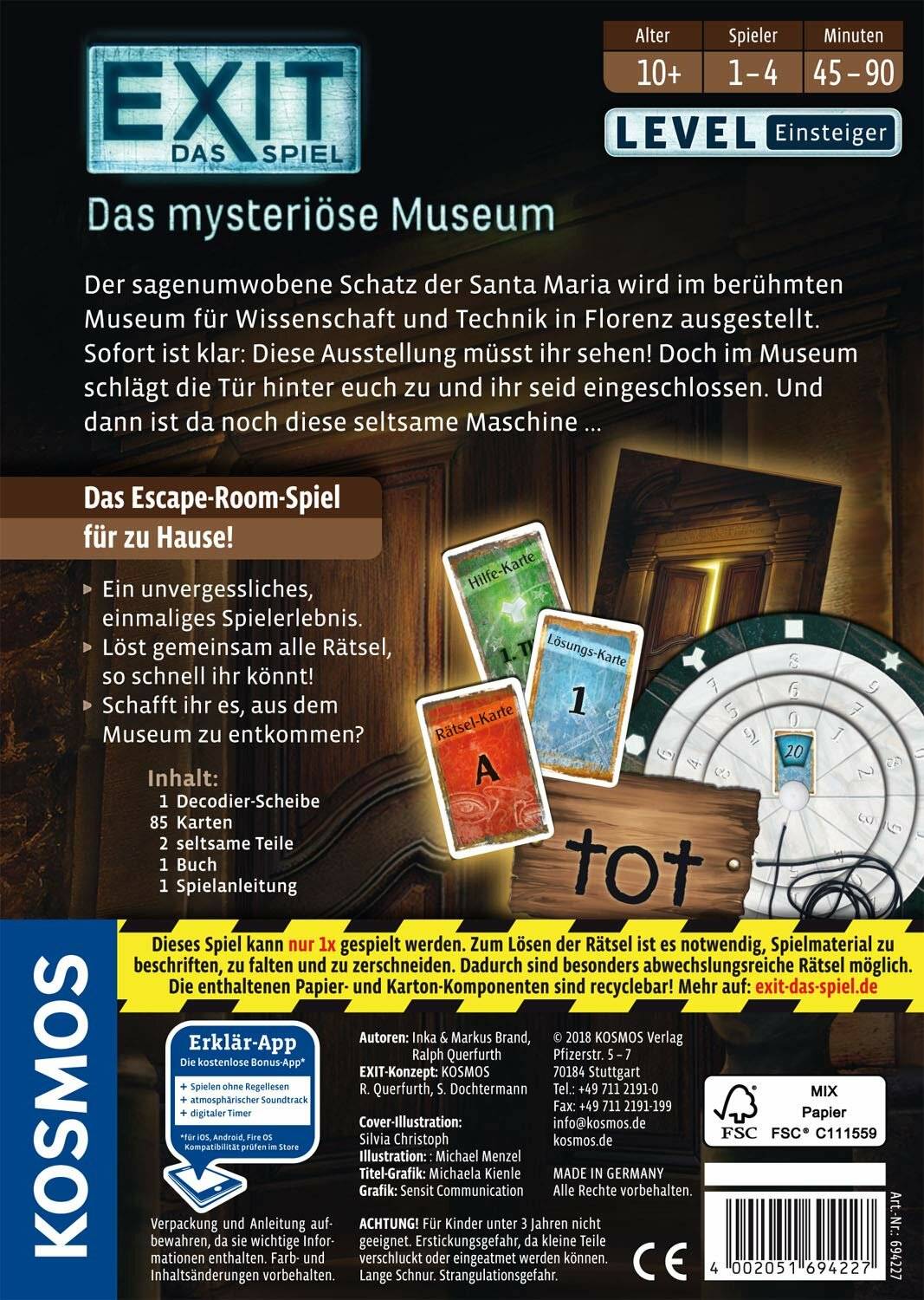 KOSMOS EXIT - Das Spiel - Das mysteriÃ ¶ se Museum, Partyspiel