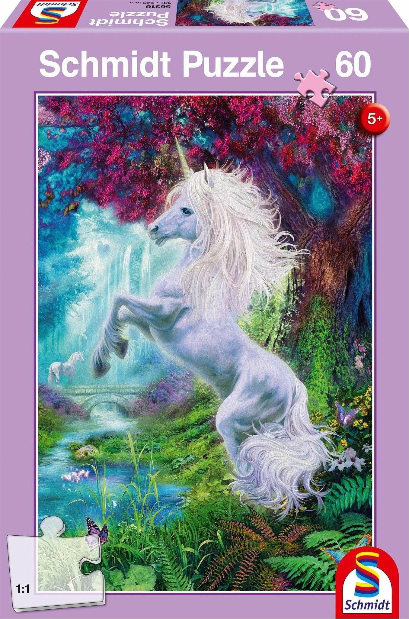 SCHMIDT Puzzle Einhorn im verwunschenen Garten 60 Teile