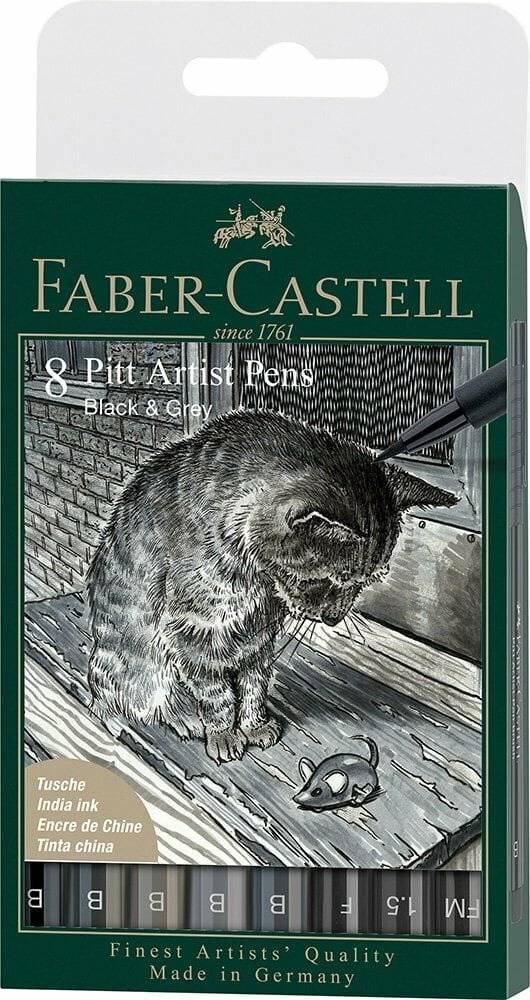 Faber-Castell - Pitt Artist Pen Pinsel Tusche grau & schwarz 8ct (167171)
