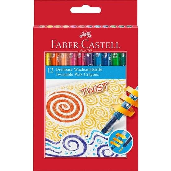 Faber-Castell 120003 - Drehbare Wachsmalkreiden, 12er Kartonetui