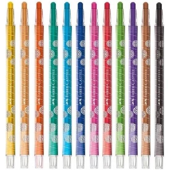 Faber-Castell 120003 - Drehbare Wachsmalkreiden, 12er Kartonetui