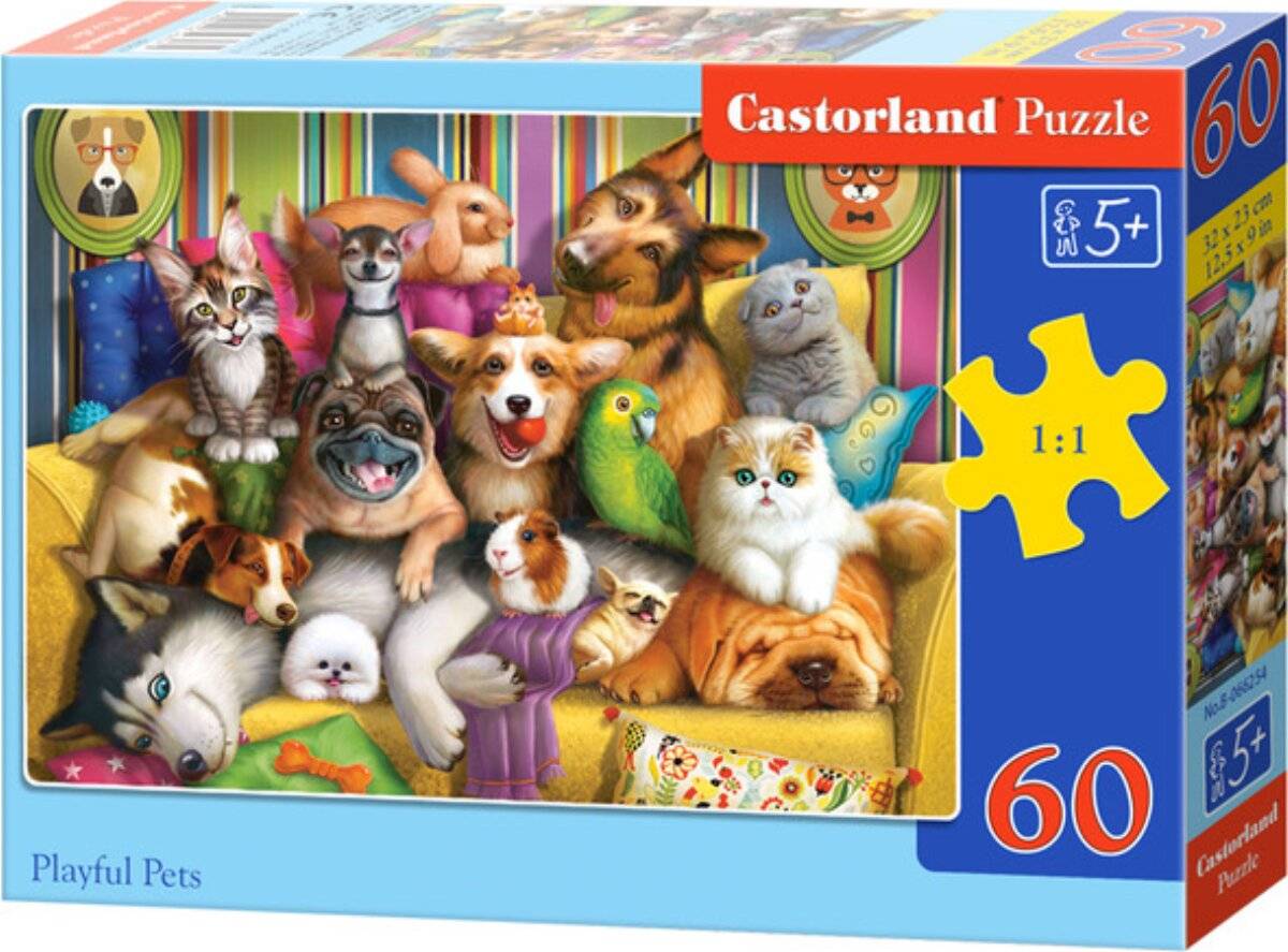 CASTORLAND Puzzle Verspielte Haustiere 60 Teile