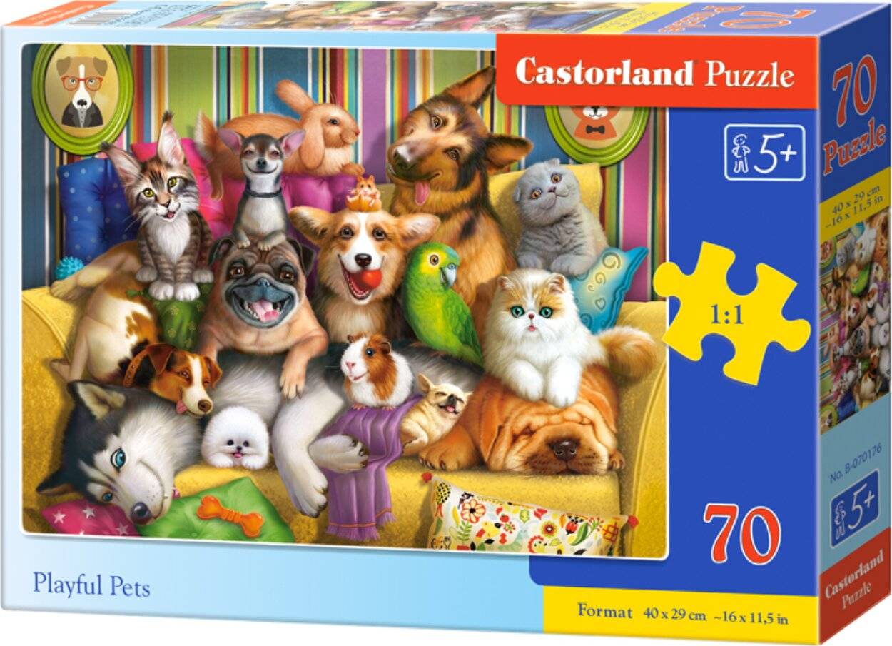CASTORLAND Puzzle Verspielte Haustiere 70 Teile