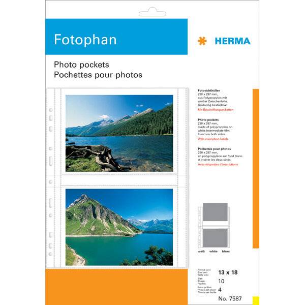 HERMA Fotosichthüllen 130 x 180 mm quer weiß 10 Hüllen