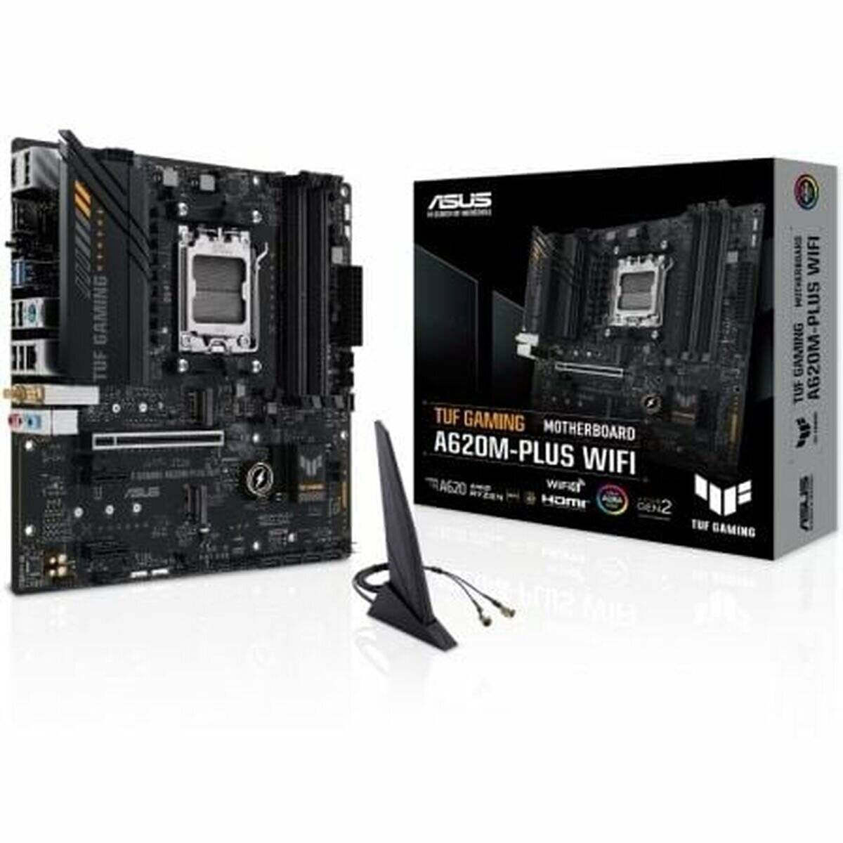 ASUS TUF GAMING A620M-PLUS WIFI Mainboard Sockel AMD A620 (Ryzen 7000, micro-ATX, DDR5 Speicher, PCIe 4.0, Wi-Fi 6, USB 3.2 Gen 2, Aura Sync)