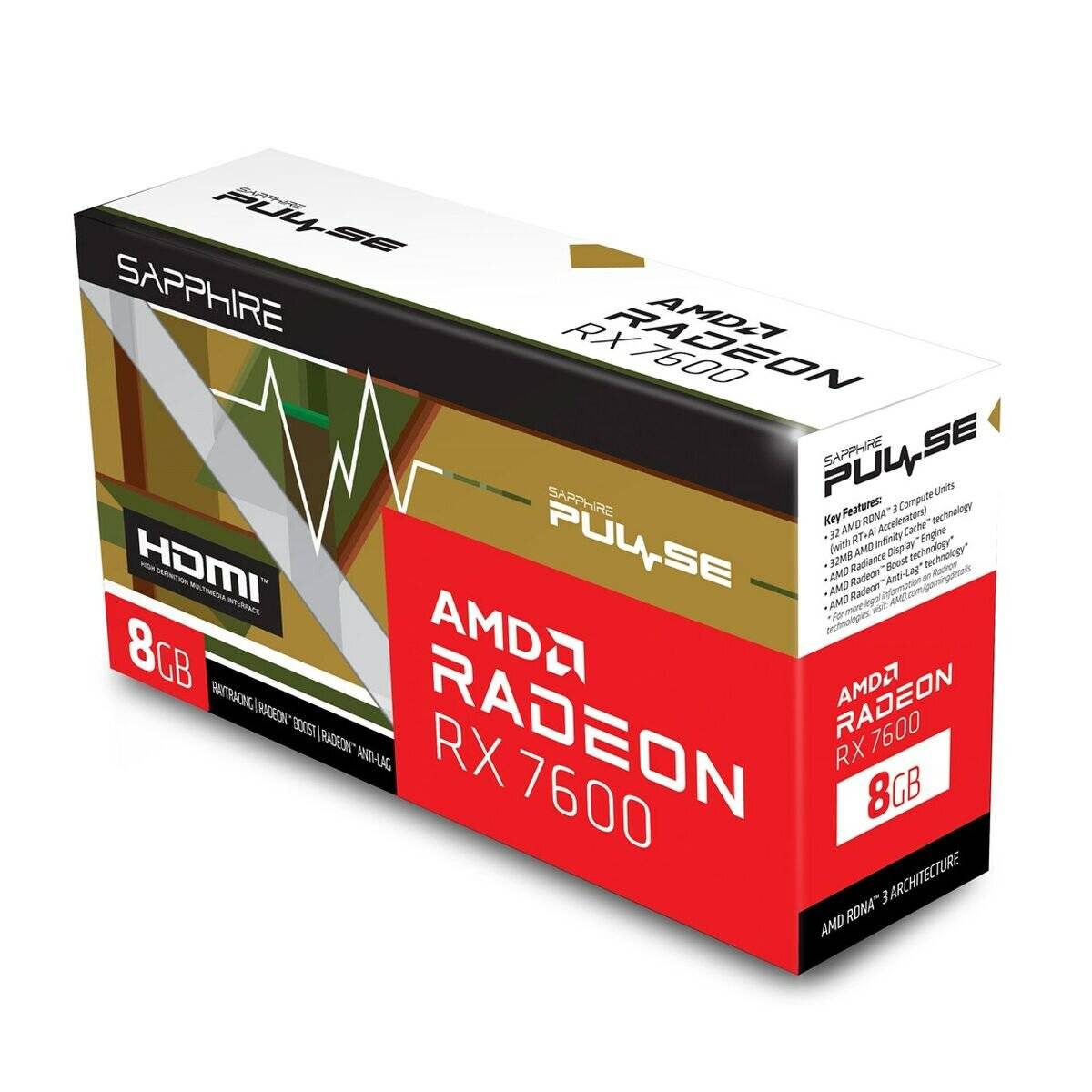 Radeon RX 7600 PULSE GAMING OC (RDNA 3, GDDR6, 3x DisplayPort, 1x HDMI 2.1)