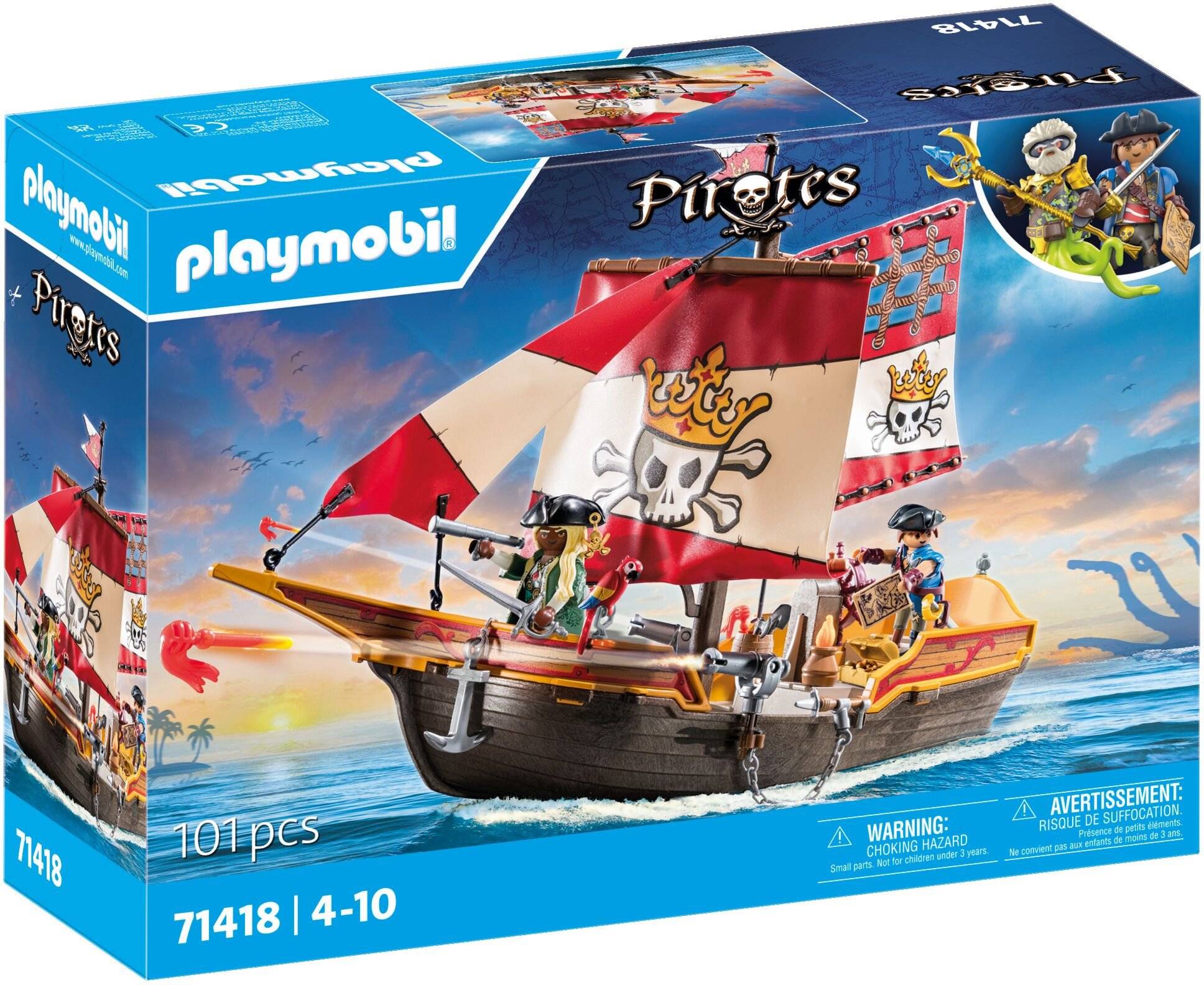PLAYMOBIL 71418 Pirates Kleines Piratenschiff, Konstruktionsspielzeug