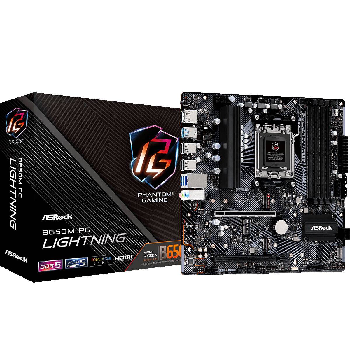 ASRock B650M PG LIGHTNING, Mainboard (schwarz/grau)