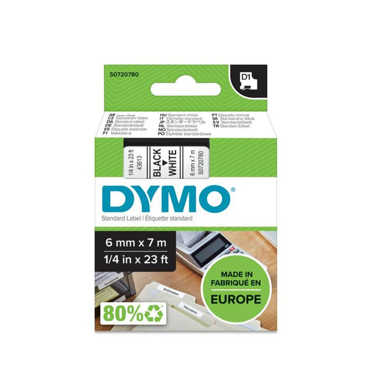 Dymo Dymo Schriftband 43613 White Black (S0720780)